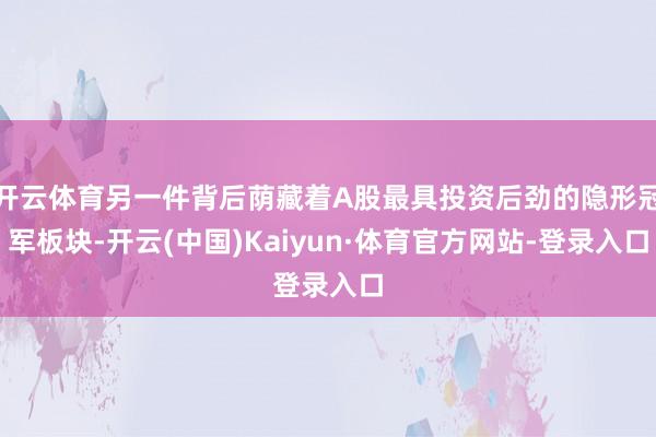 开云体育另一件背后荫藏着A股最具投资后劲的隐形冠军板块-开云(中国)Kaiyun·体育官方网站-登录入口